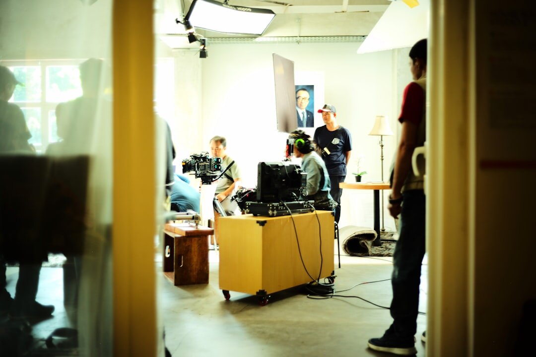 Media professionals in a collaborative story production meeting