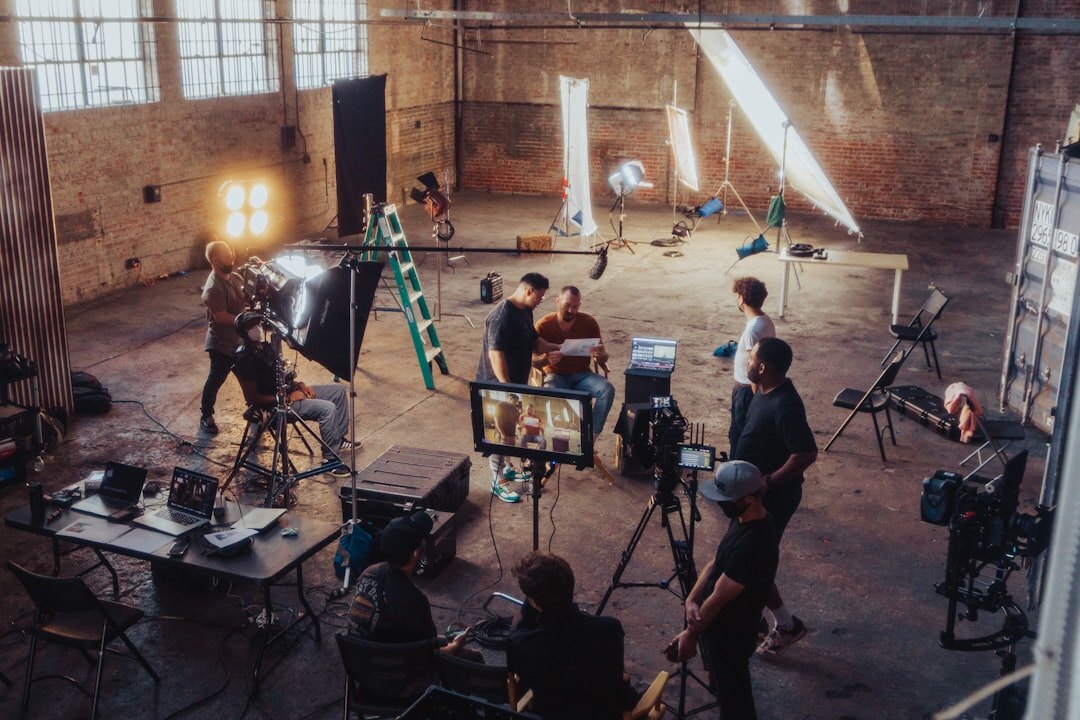 Professional video production setup for journalism with broadcast camera